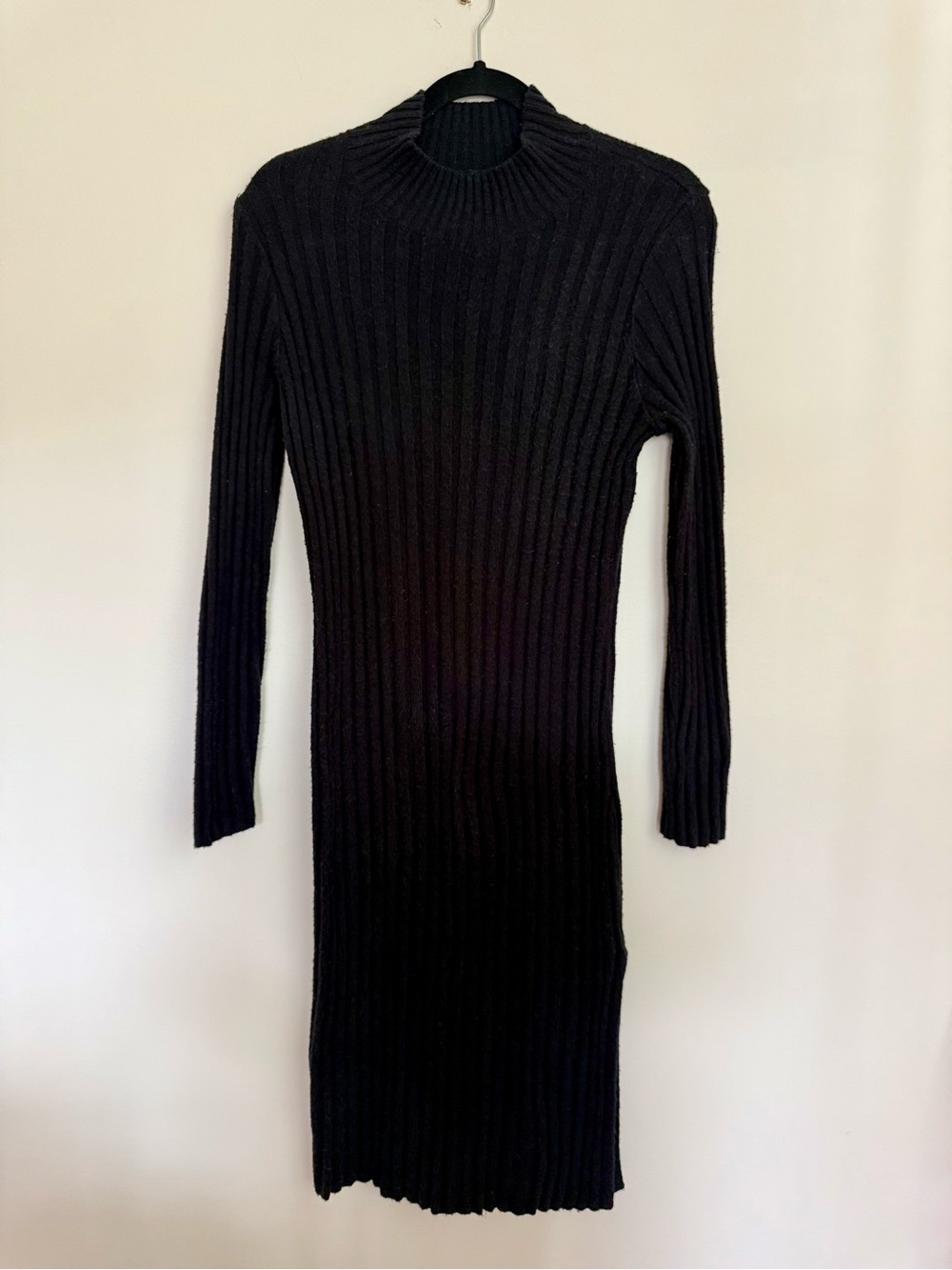 BP. Black Ribbed Mock Neck Long Sleeve Sweater Dress M